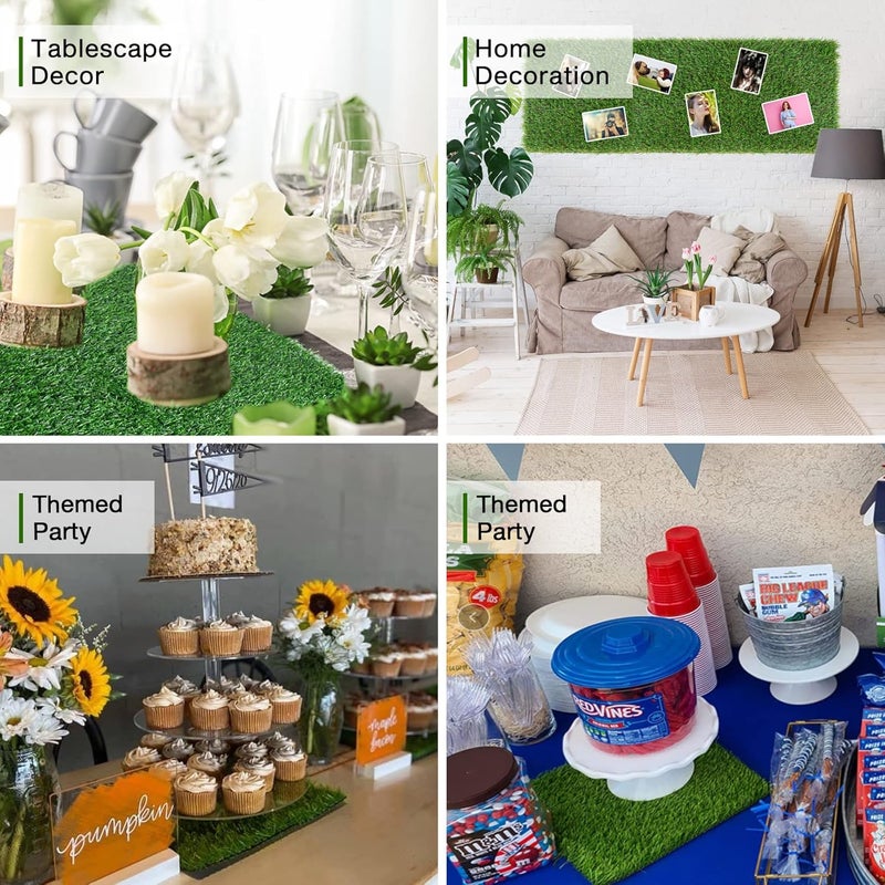 XLX TURF 6 Pack Artificial Grass Square Mats, 12"x12" Fake Grass Placemats for Easter Table Centerpiece, Realistic Synthetic Turf Patch for Football Golf Party Decor, Pet Dog Potty Grass, DIY Crafts - Image 4